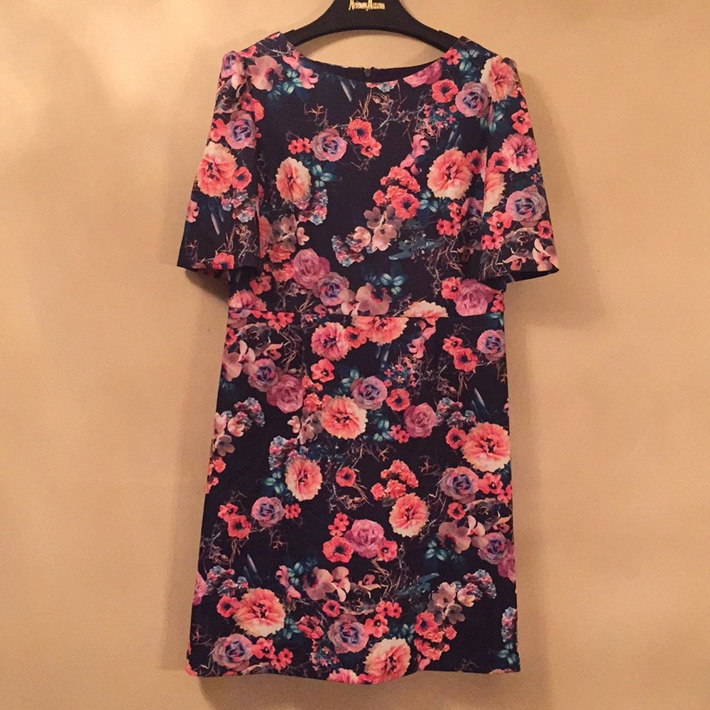 NWT Betsey Johnson Floral Navy &Pink Dress Size 14